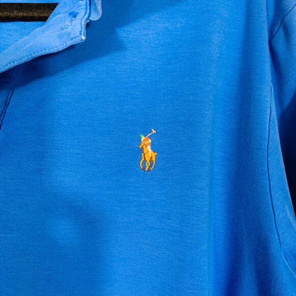 Polo Ralph Lauren XL Blue Cotton Pima Soft Touch Polo Shirt Classic Fit Preppy - Picture 12 of 12